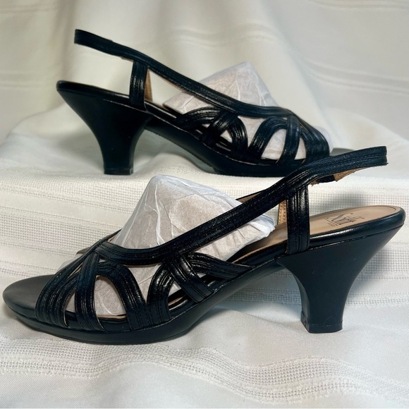 Sofft Black Leather Slingback Heeled Dress Sandals Sz 9M EUC - Picture 5 of 12